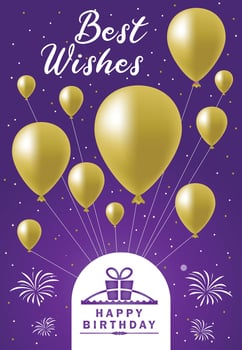 best wishes balloon happy birthday decorative card vector