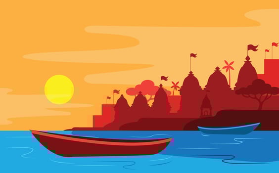Ganga river Varanasi beautiful river bank vector