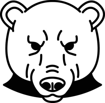 Polar bear face glyph and line vector illustration