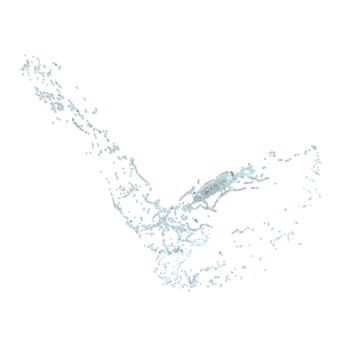 3d clear blue water scattered around, water splash transparent isolated. 3d render illustration png