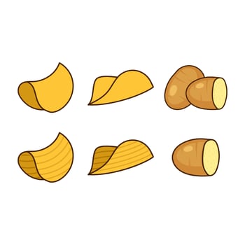 Icon set of Potato chips, Food and Snack logo with Simple Potato vector