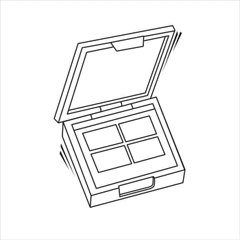 Vector black white outline eye shadow. Isolated contour cosmetic illustration side view. Drawn makeup icon. For design, cards and banner