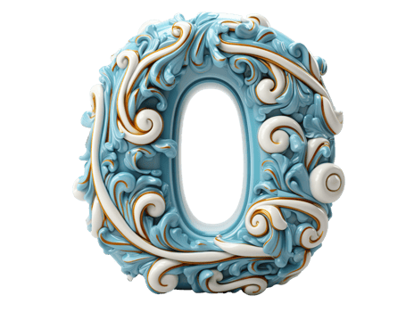 AI generated porcelain number zero png