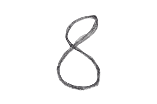 Hand drawn number 8 with pencil on transparent background png
