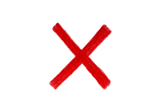 Hand drawn red x sign on transparent background png