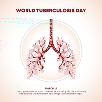 World Tuberculosis Day background with an illustrator of a lung and tuberculosis vector