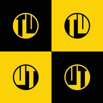 Simple TU and UT Letters Circle Logo Set, suitable for business with TU and UT initials vector