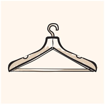 Old plastic hanger for shirt, dress, coat with Illustration style doodle and line art vector