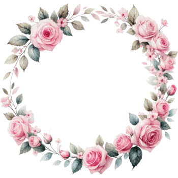 AI generated Rose floral Wreath spring watercolor border decoration art png