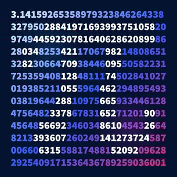3.1415 Pi vector Math illustration or banner. Mathematics colorful background