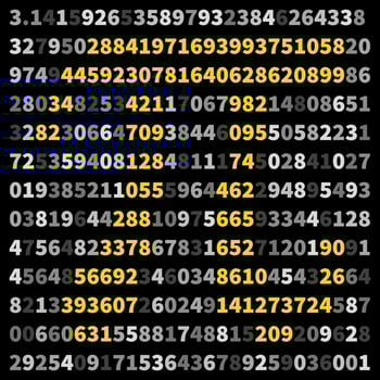 Happy PI Day - 3,14 banner. Yellow Pi Numbers Maths modern vector illustration