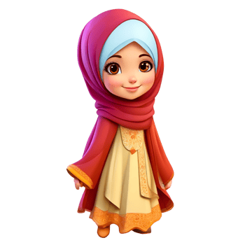 AI generated a cartoon muslim girl in a red dress png
