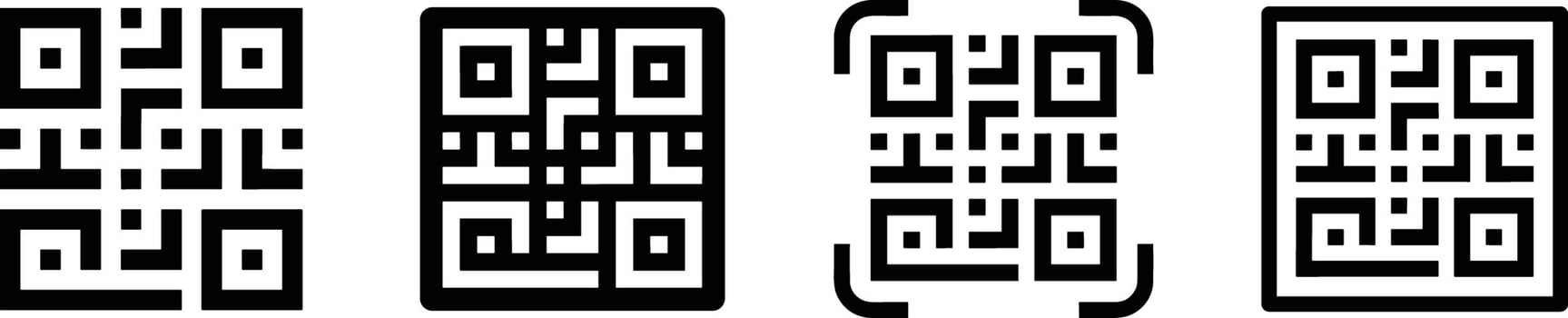 Scan QR code icon set. Digital scanning qr code. QR code scan for smartphone collection. QR code for payment. Scan barcode symbol stock vector. vector