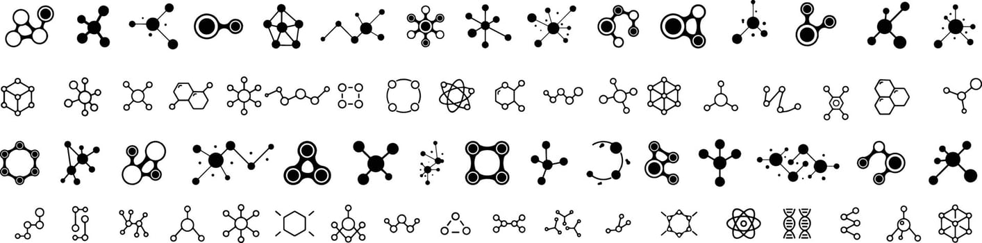 Collection of modern molecule line and flat icons. Set of modern illustrations for mobile apps, web sites, flyers, banners. Premium quality signs vector