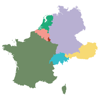 Western Europe country Map. Map of Western Europe in multicolor. png