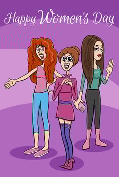 Women's Day design with cartoon women characters vector