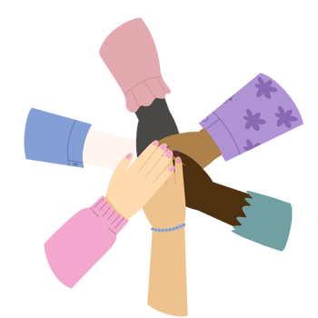 Hand of different races together illustration png