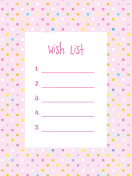 Wish list, template. Printable. Floral design. vector