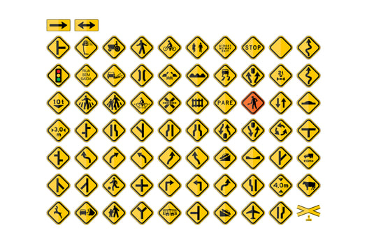 Set Vector Traffic Regulation Signs Signs White Background