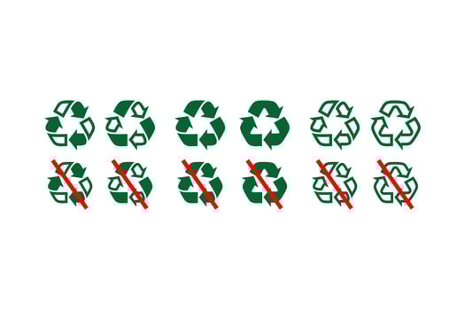 Set Vector Circular Arrows and Recycling Symbol on Light Background