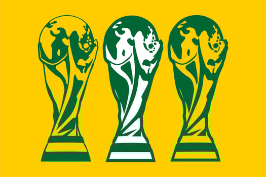 Vector Set Football World Cup Trophy Yellow Background