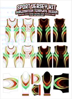 green red curves gradient Jersey Apparel Sports Wear print pattern vector