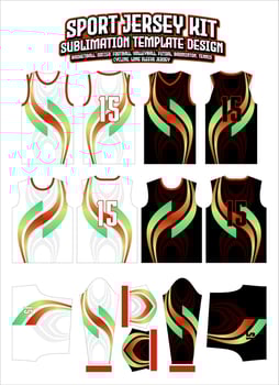 green curves swirl gradient Jersey Apparel Sports Wear print pattern vector