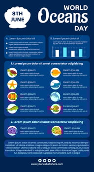 Oceans Day Infographic Cartoon Hand Drawn Templates Background Illustration vector