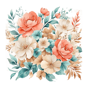 AI generated Digital oilpainted floral pattern design, Glitter flower Bouquet  design, Embossed flower pattern, Glossy flower painting design, Textile flower material design png