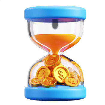 3D Time is money icon on transparent background png