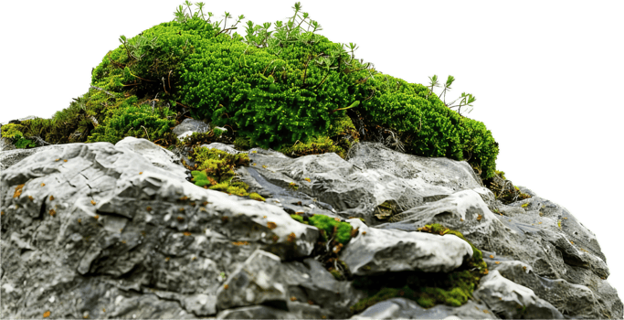 AI generated Rock Formation with Green Vegetation png