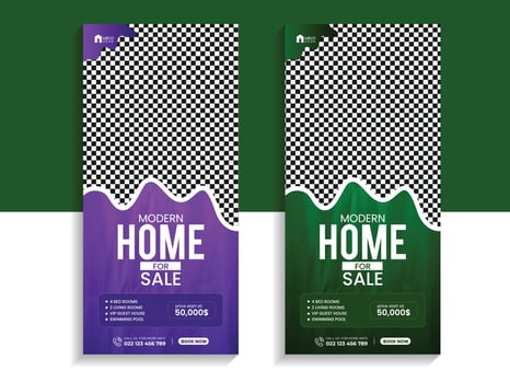 Real Estate modern home sale roll-up banner or cover design template vector