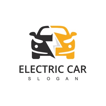 Electric Car Logo Template. green drive icon vector