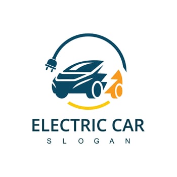 Electric Car Logo Template. green drive icon vector