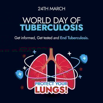 World Tuberculosis Day. 24th march World TB Day celebration social media post in dark background with inside view of lungs protected by shields. Protect your lungs. Tuberculosis day vector