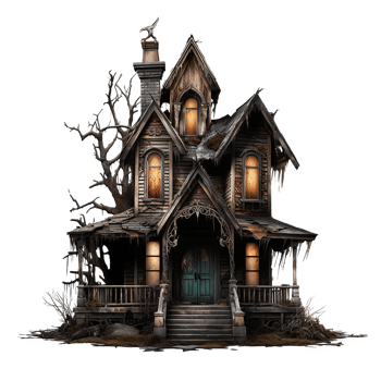 AI generated Haunted house png isolated on transparent background