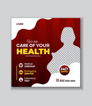 Medical Social Media Post Template, Healthcare Social Media Banner Template, Healthcare post social media banner ad, Medical and healthcare social media post vector