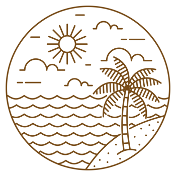 illustration of beach monoline or line art style png