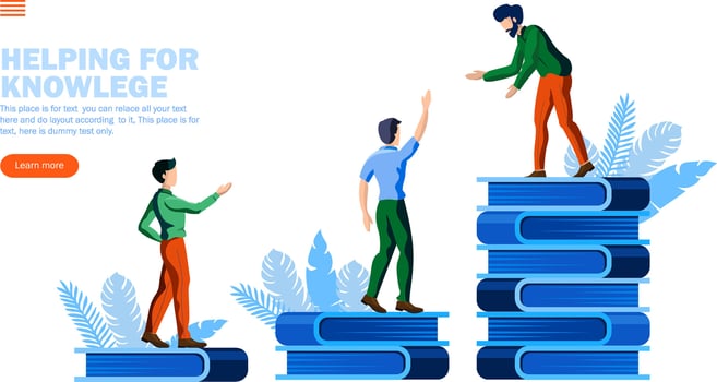 giving helping hand for knowledge, education vector illustration concept