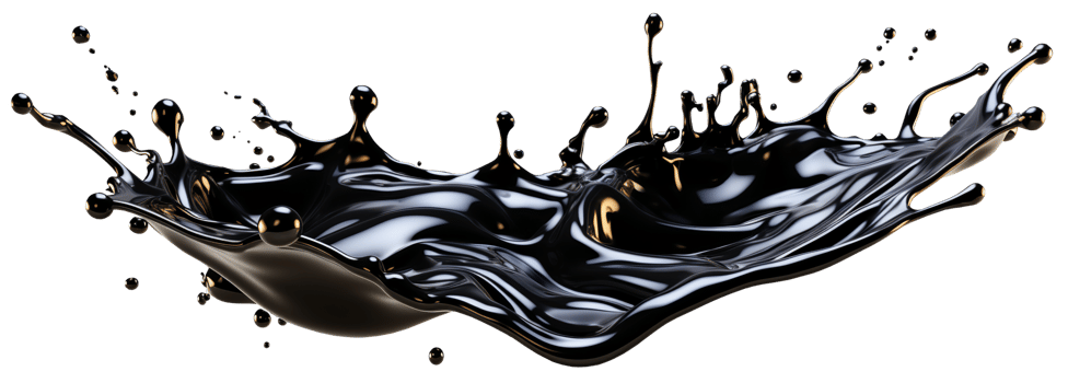 AI generated A horizontal splash of black oil. Isolated on a transparent background png