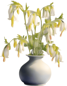 AI generated A vase of Dutchman Breeches flower, a watercolor painting of a vase of Dutchman Breeches flower. png