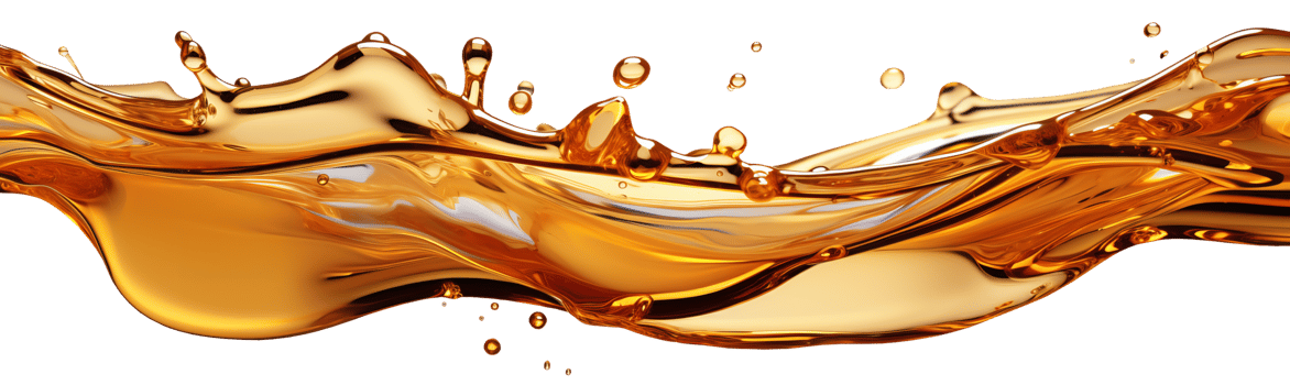 AI generated Horizontal pouring oil with splashes and drops. Isolated on a transparent background png