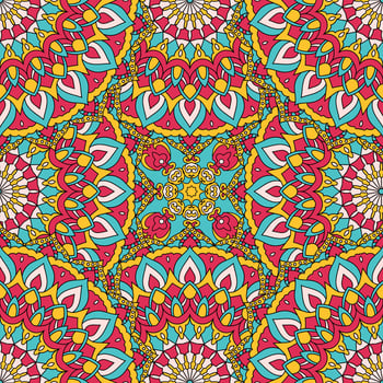 Seamless floral pattern with mandala vector illustration