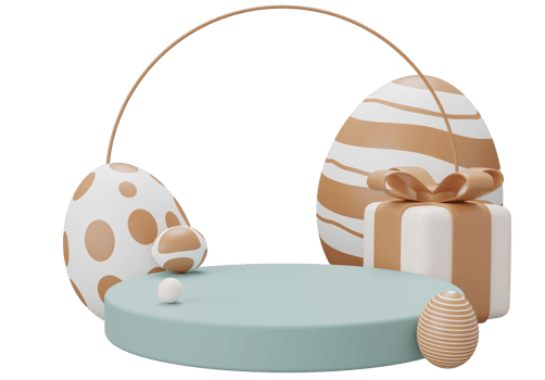 easter egg podium pedestal. 3d render illustration. Happy Easter pedestal scene for product display png
