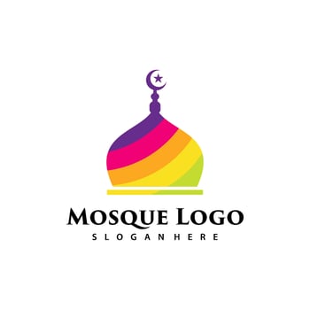 Islamic colorful logo vector, creative muslim design, simple mosque logo design vector