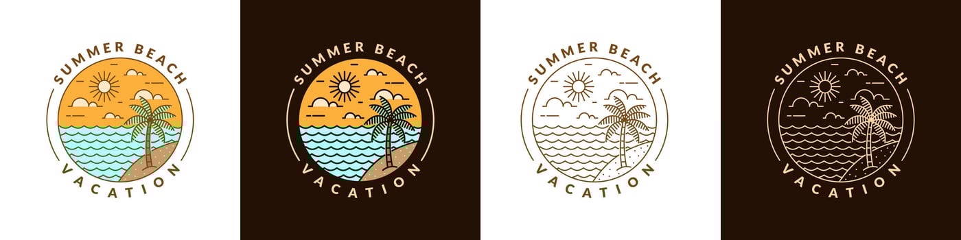 illustration of beach monoline or line art style vector