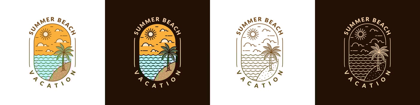 illustration of beach monoline or line art style vector