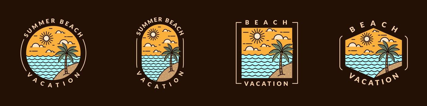 illustration of beach monoline or line art style vector