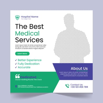 Medical healthcare social media post template design, medical social media post design template, promotional medical square web banner for hospital, medical post design template for clinic vector