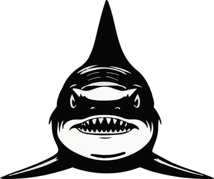 owl Cool simple black shark head gaming logo silhouette vector